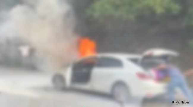 Urfada otomobil alev aldı