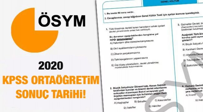 2020 KPSS ortaöğretim sonuçları ne zaman açıklanacak?
