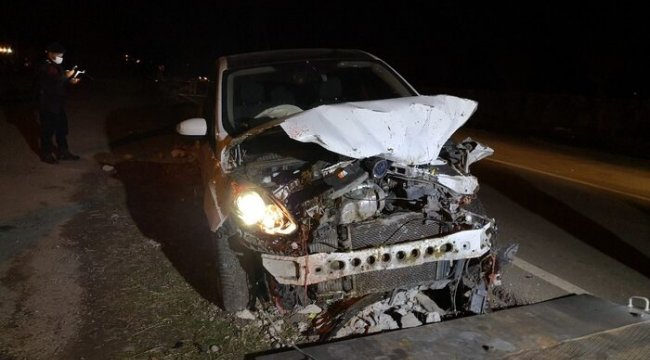 Alkollü sürücü koyun sürüsüne çarptı: 2 kişi yaralandı, 21 koyun telef oldu