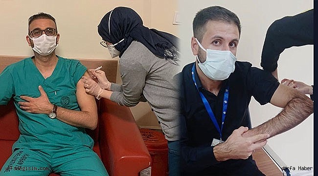 Şanlıurfa'da sağlıkçılar aşı oluyor
