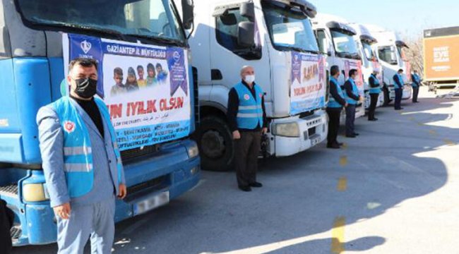 Gaziantep'ten, Suriye'ye 4 TIR yardım gönderildi