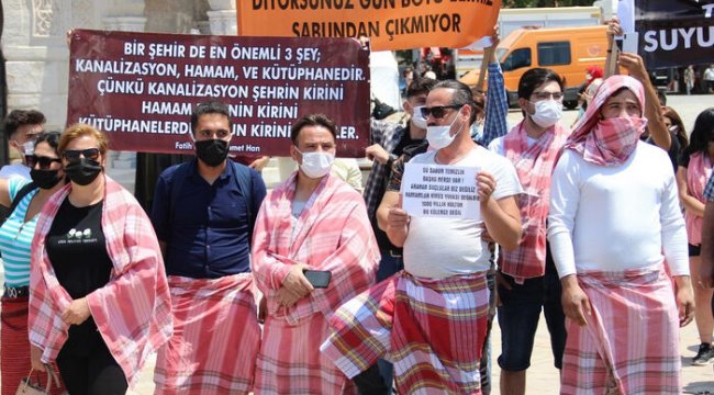 Hamamcılardan peştamal ve sabunlu eylem