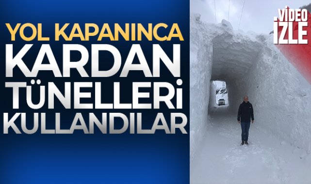 Yolu kapanan köye, kardan tünelle ulaşım sağlanıyor