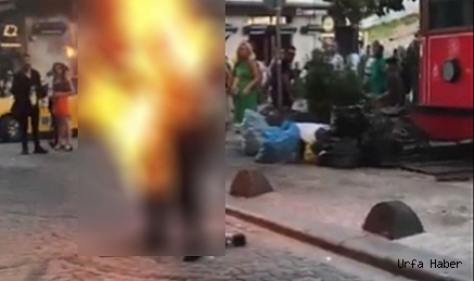 Son dakika! Galata kulesinde bir kişi kendini yaktı
