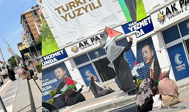 AK PARTİ ŞANLIURFA İL BAŞKANLIĞI ÖNÜNDE FİLİSTİN PROTESTOSU