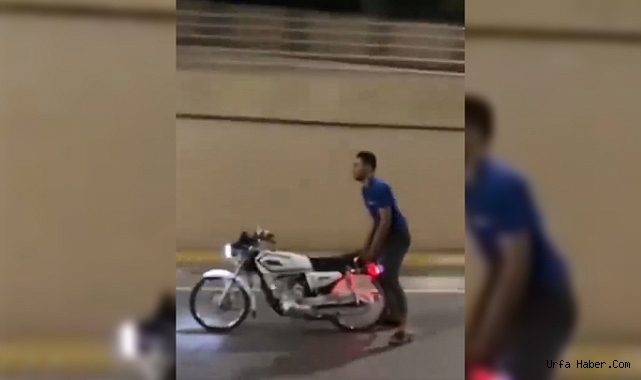 MOTOSİKLETİYLE AKROBATİK HAREKETLER YAPAN EHLİYETSİZ SÜRÜCÜYE CEZA YAZILDI