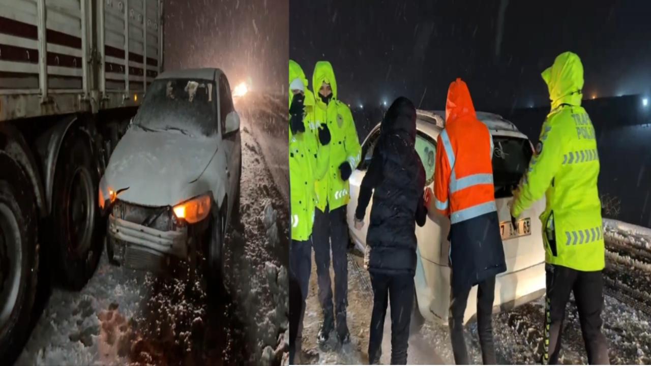 Yoğun kar D-400’ü kapattı, ekipler seferber oldu