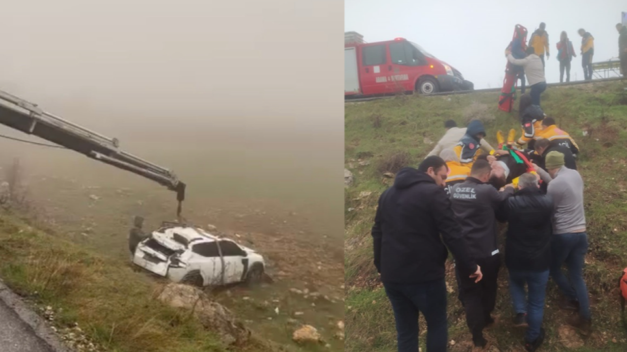 Yol kenarına devrilen otomobilin sürücüsü yaralandı!