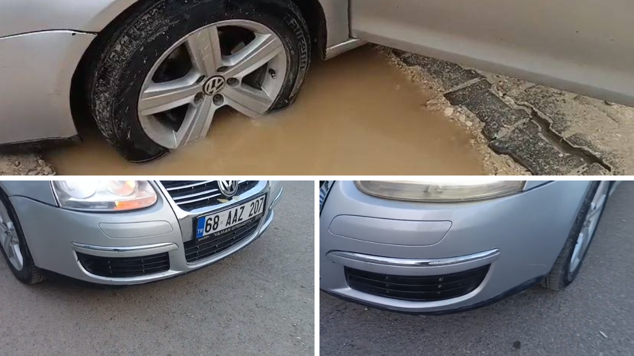 Haliliye'de çukura saplanan aracın hasarı belediye tarafından giderildi!