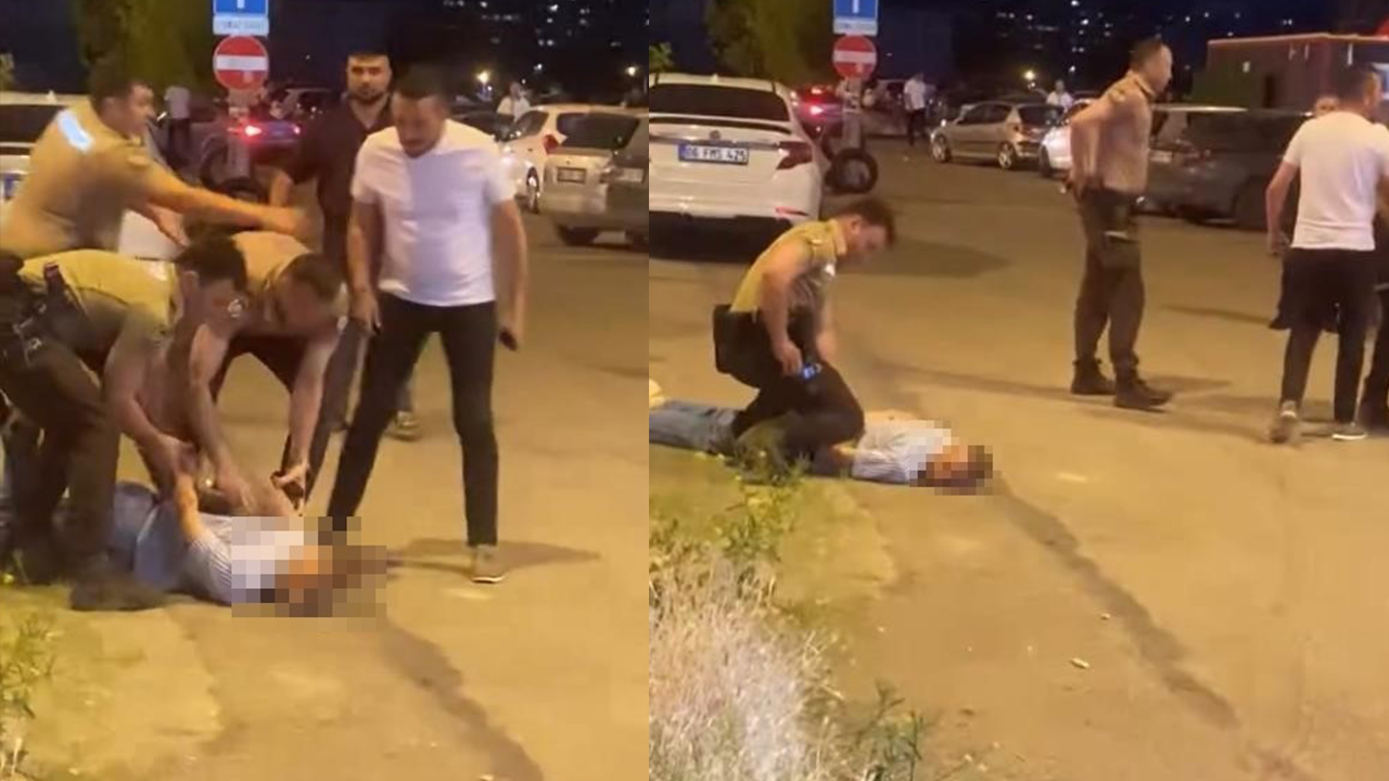 Emniyet bekçisine bıçaklı saldırı! O anlar kamerada!