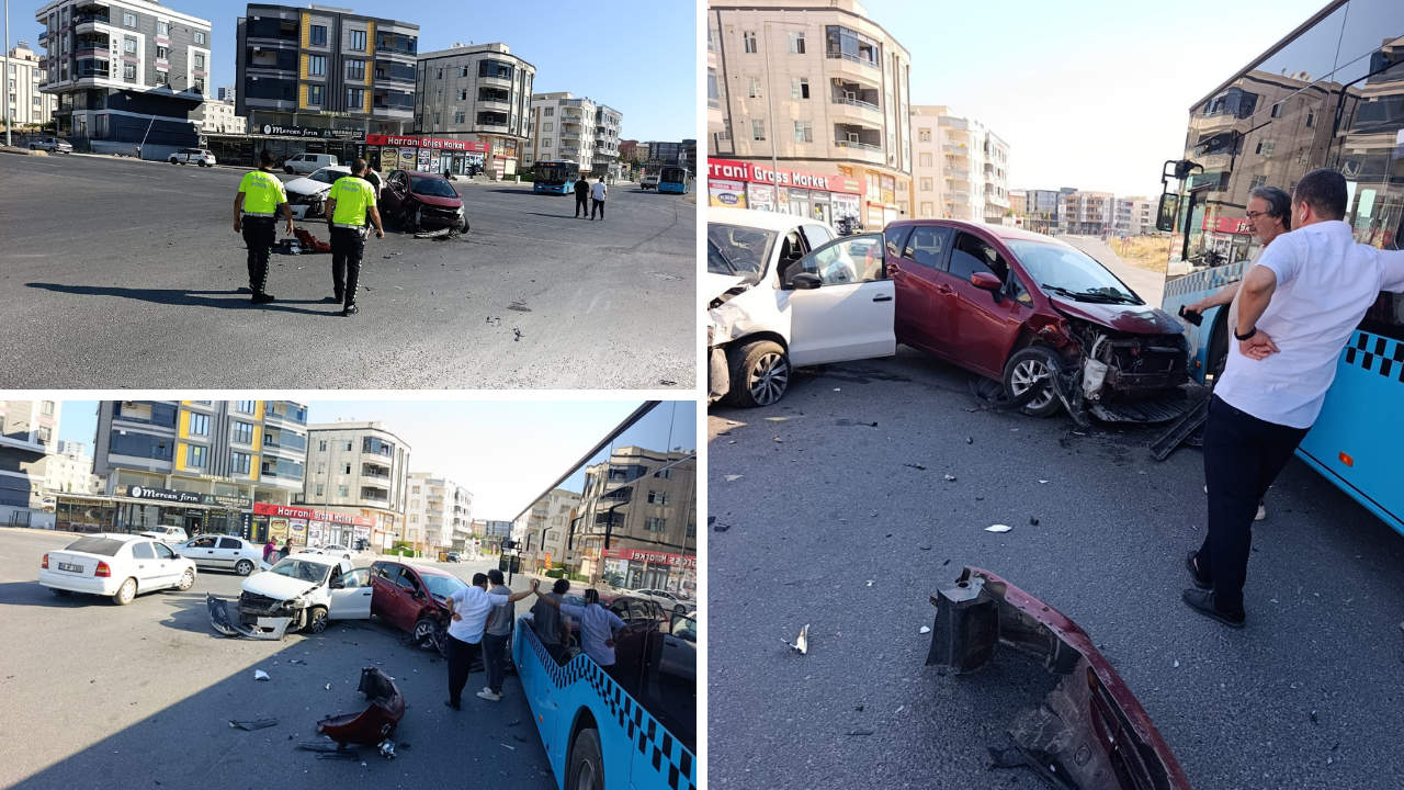 Urfa'da trafik kazası: 3 araç birbirine girdi!