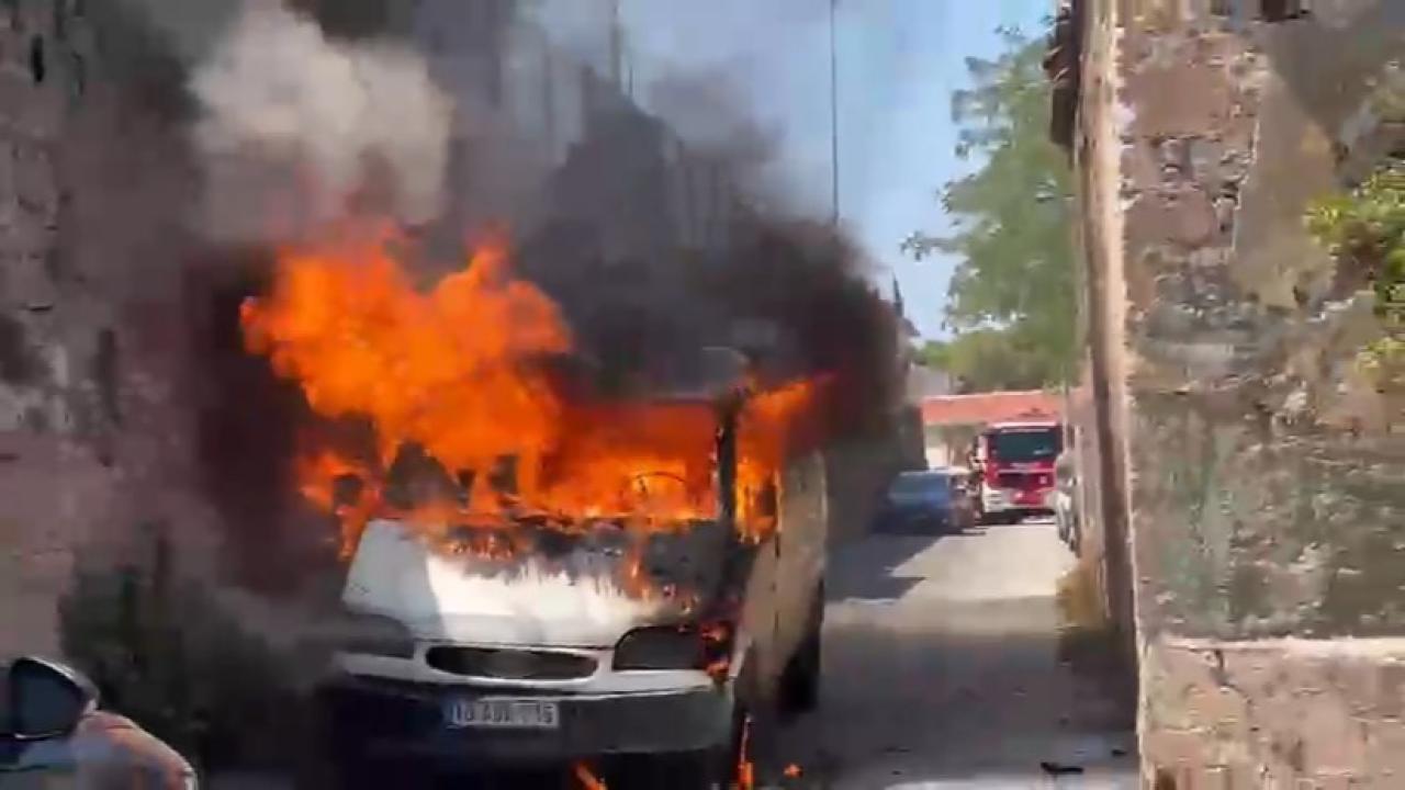 Halı yüklü kamyonet alevlere teslim oldu!