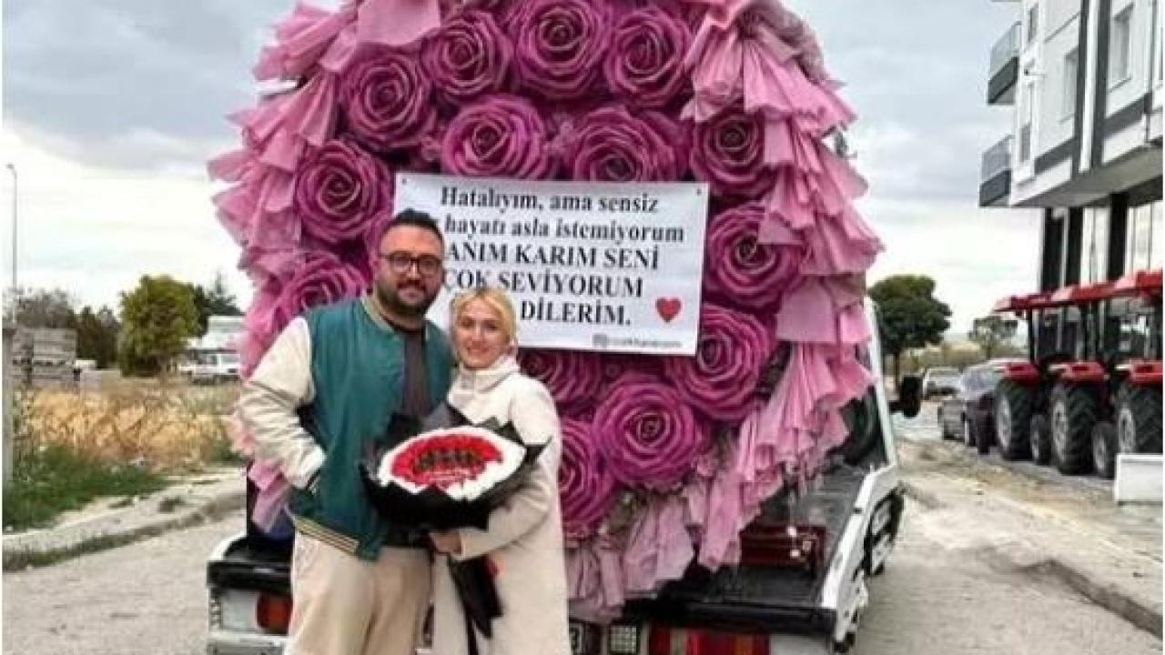 Eşine Dev Çiçek Gönderdi, Sosyal Medya Çalkalandı