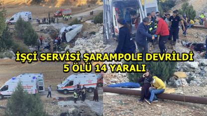 İşçi Servisi Şarampole Devrildi : 5 Ölü 14 Yaralı