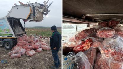 Uygunsuz koşullarda taşınan 1,6 ton sakatat imha edildi!