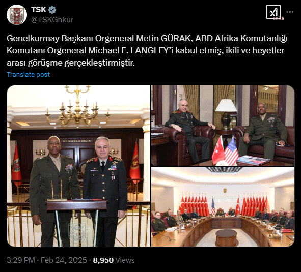 Org. Gürak, ABD Afrika Komutanı Langley ile görüştü