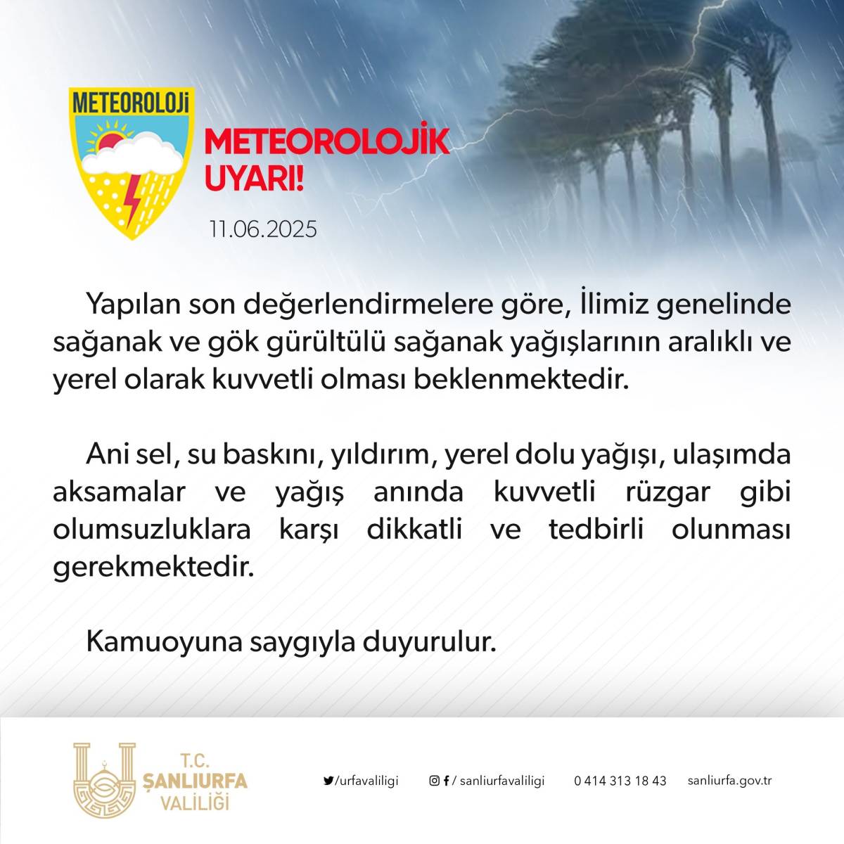 Şanlıurfa’da Sel Alarmı : Valilikten Kritik Uyarı !