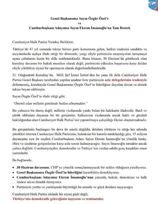 Yurtdışından CHP’ye Destek Mesajı!