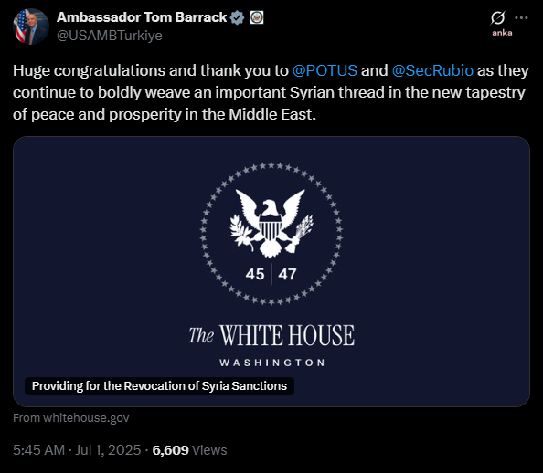 Trump, Suriye Yaptırımlarını Kaldıran Kararı İmzaladı