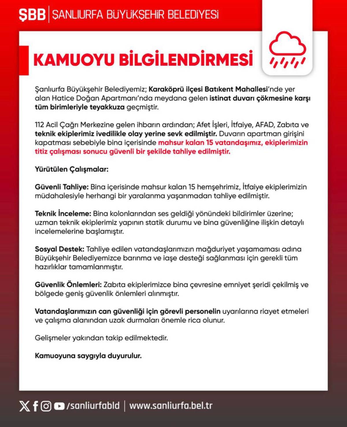 Şanlıurfa'da istinat duvarı çöktü