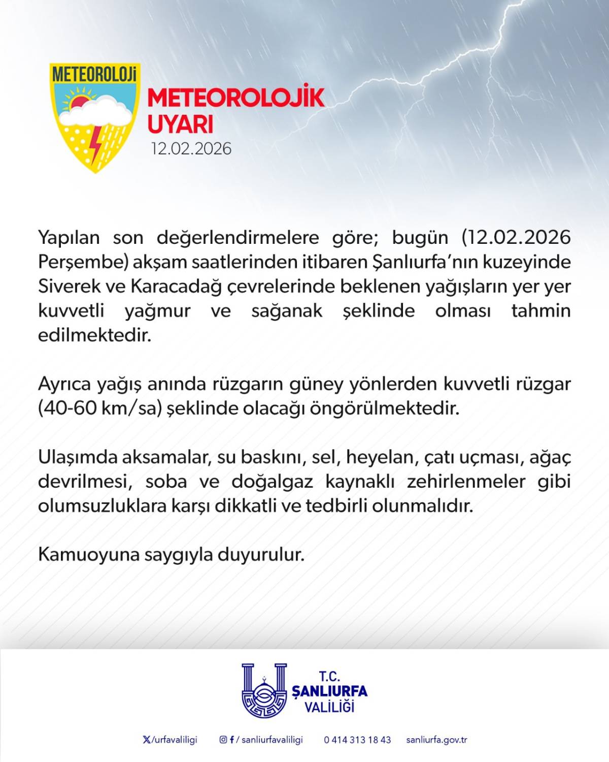 Meteoroloji'den Şanlıurfa için kritik uyarı!