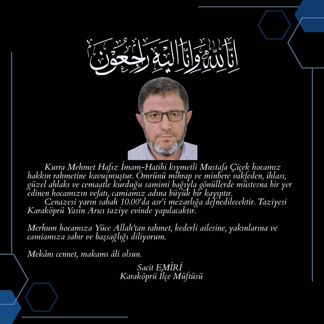 Şanlıurfa’nın sevilen İmamı Mustafa Çiçek hayatını kaybetti!