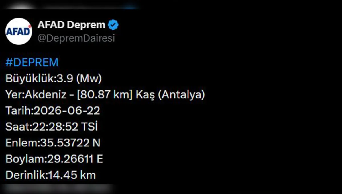 Akdeniz'de şiddetli deprem!