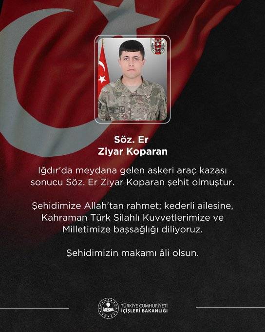 Askeri araç devrildi! Bir asker şehit oldu!