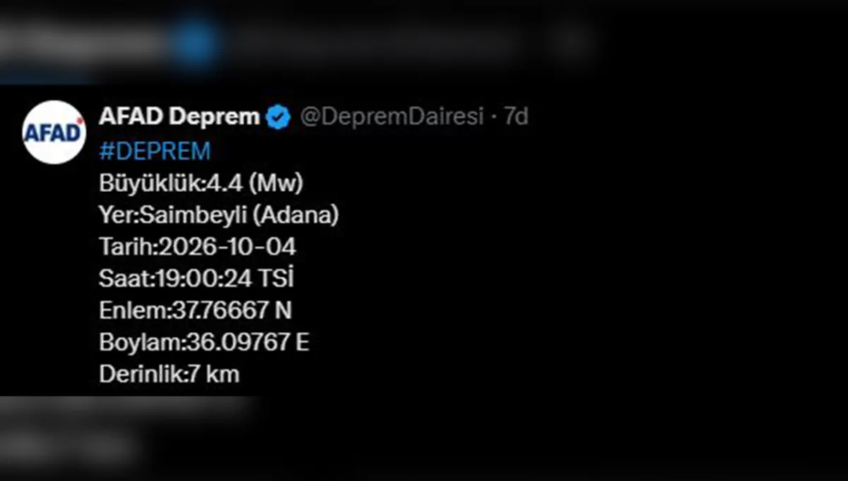 Adana'da bir deprem daha!