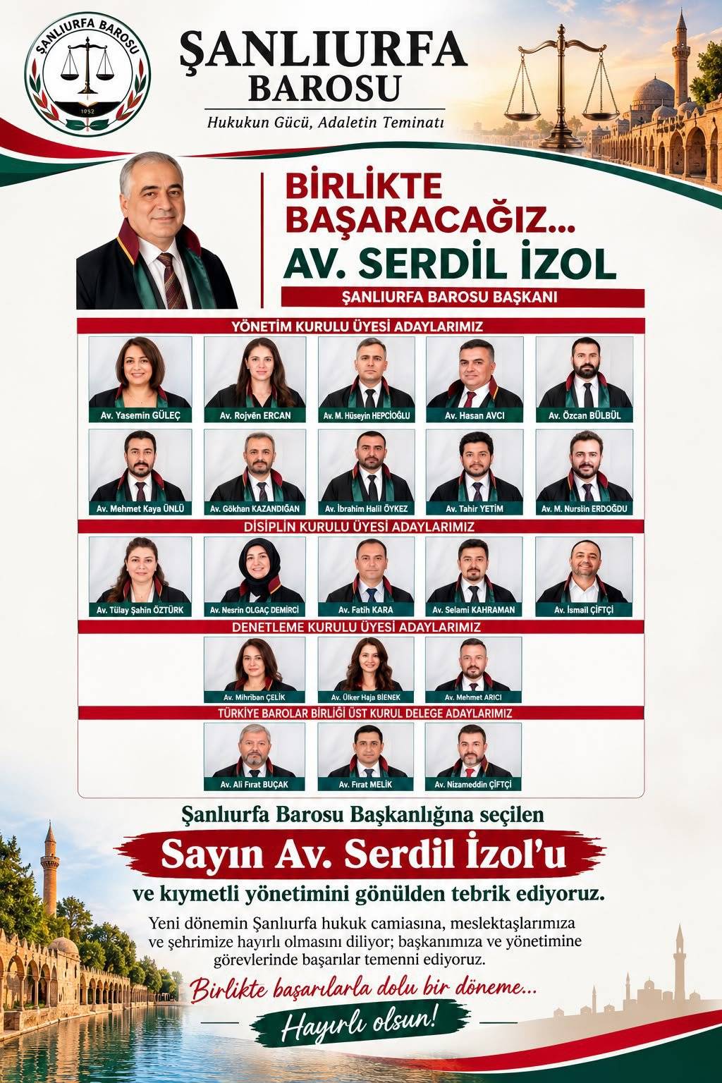 Şanlıurfa Barosu’nda seçim sonucu belli oldu